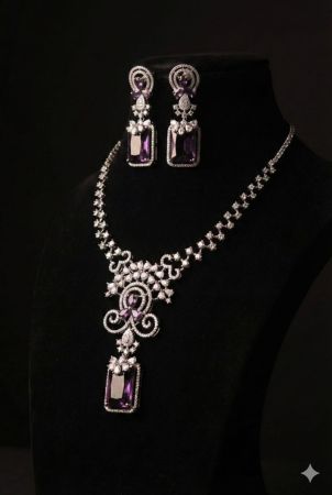 Amethyst Drip Arc Necklace Set